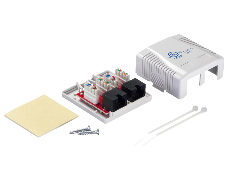 Розетка компьютерная внешняя на плате 2xrj45 неэкран cat 5e krone тип белая lx 522 52445