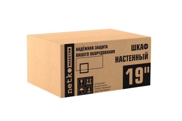 Шкаф настенный 12U серия WMA (Wall Maestro) (600х450х635), передняя дверь стекло, разборный, черный Netko "А"