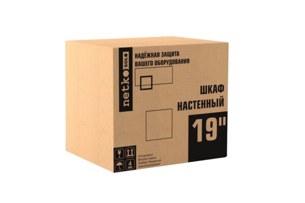 Шкаф настенный 9U серия SOLO (540х450х445), передняя дверь стекло, собранный, серый "A" Netko