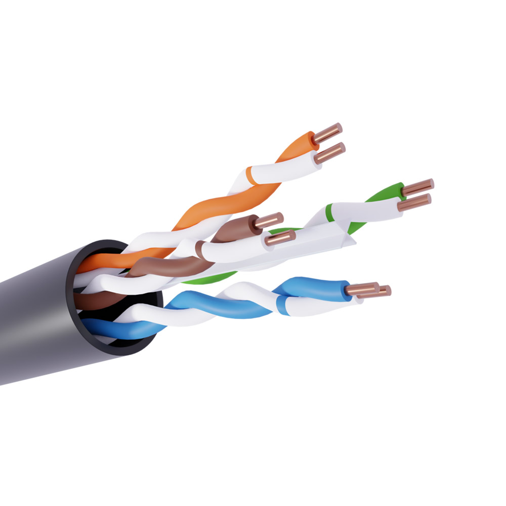 Кабель NEOLAN U/UTP outdoor PE 4x2x23AWG cat 6 CU (0,57) black